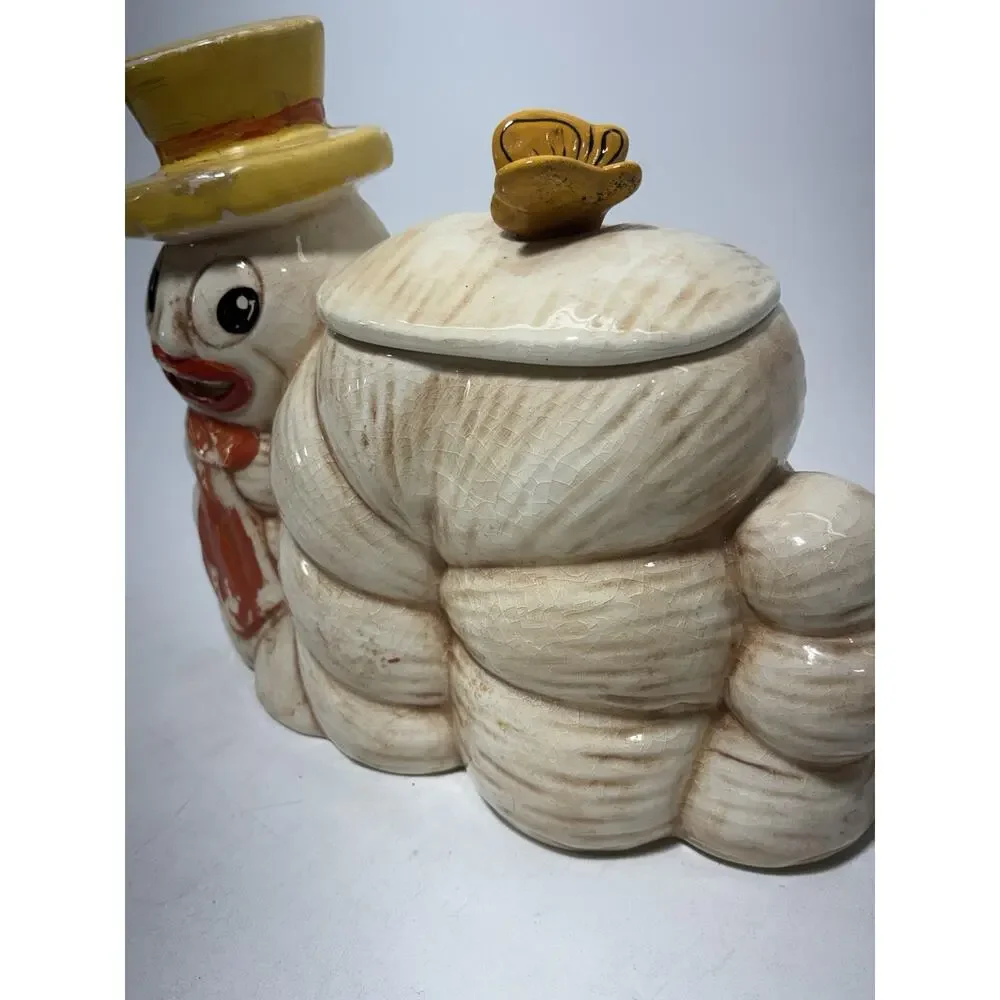 Vintage Anthropomorphic Worm Caterpillar Cookie Jar Ceramic Kitsch Japan Style